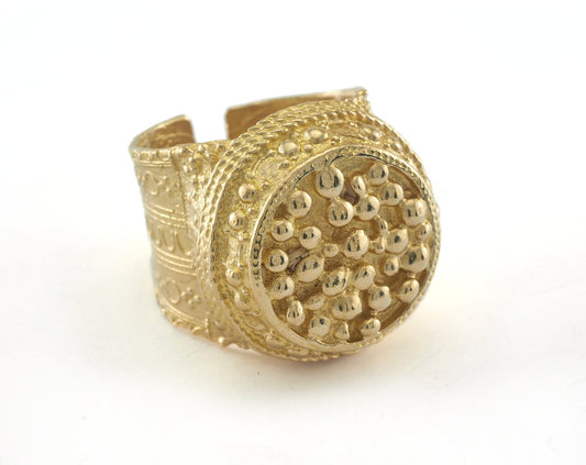 Dotted Adjustable Raw Brass (22.5mm 13US inner size) OZ3362 ring34