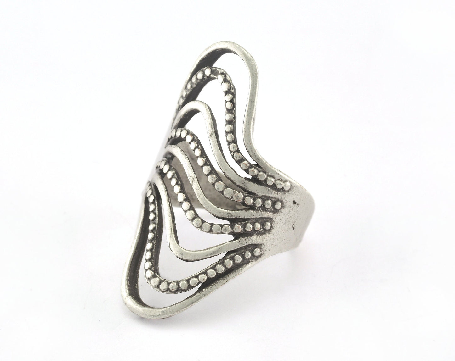 Branches Adjustable Ring Antique Silver Plated Brass 38mm (19mm 9US inner size) OZ3368