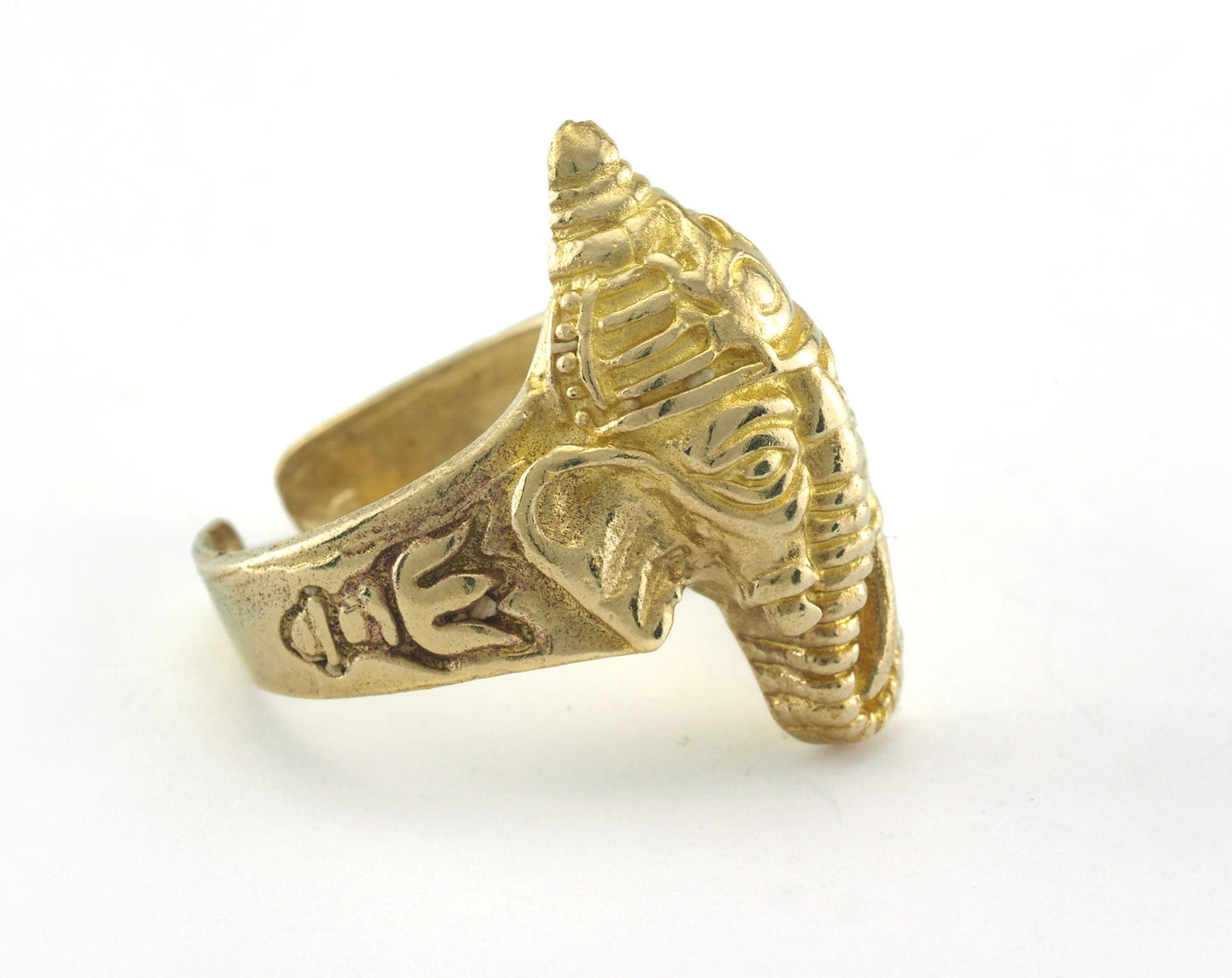 Elephant Adjustable Ring Raw Brass (19mm 9US inner size) Oz3375