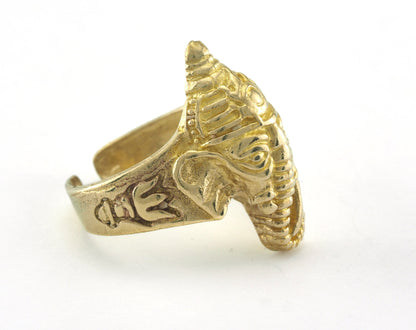 Elephant Adjustable Ring Raw Brass (19mm 9US inner size) Oz3375