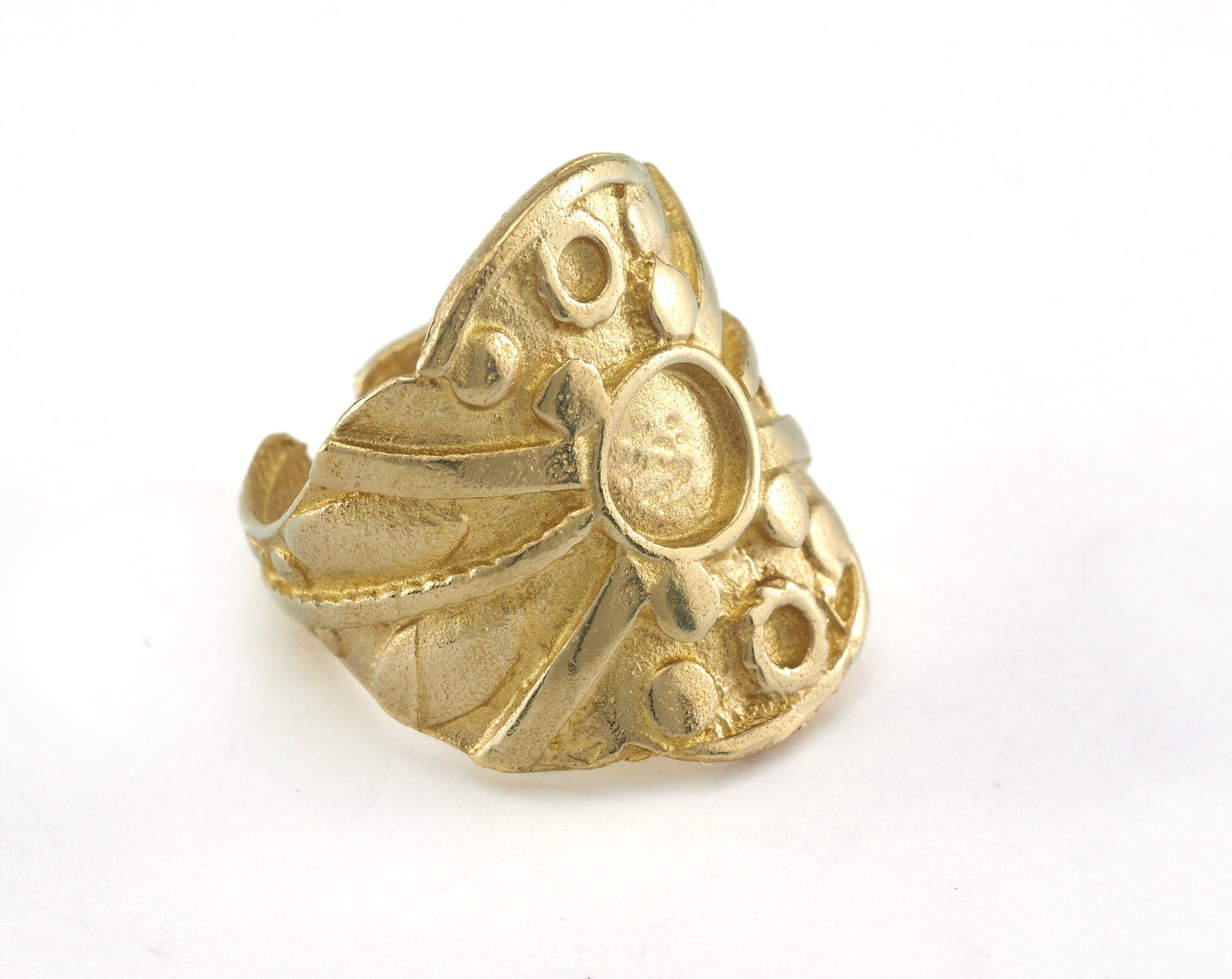 Ethnic Ring Round Blank Adjustable Ring Bezel - Raw brass 6mm Blank (17mm 6.5US inner size - Adjustable ) OZ3375