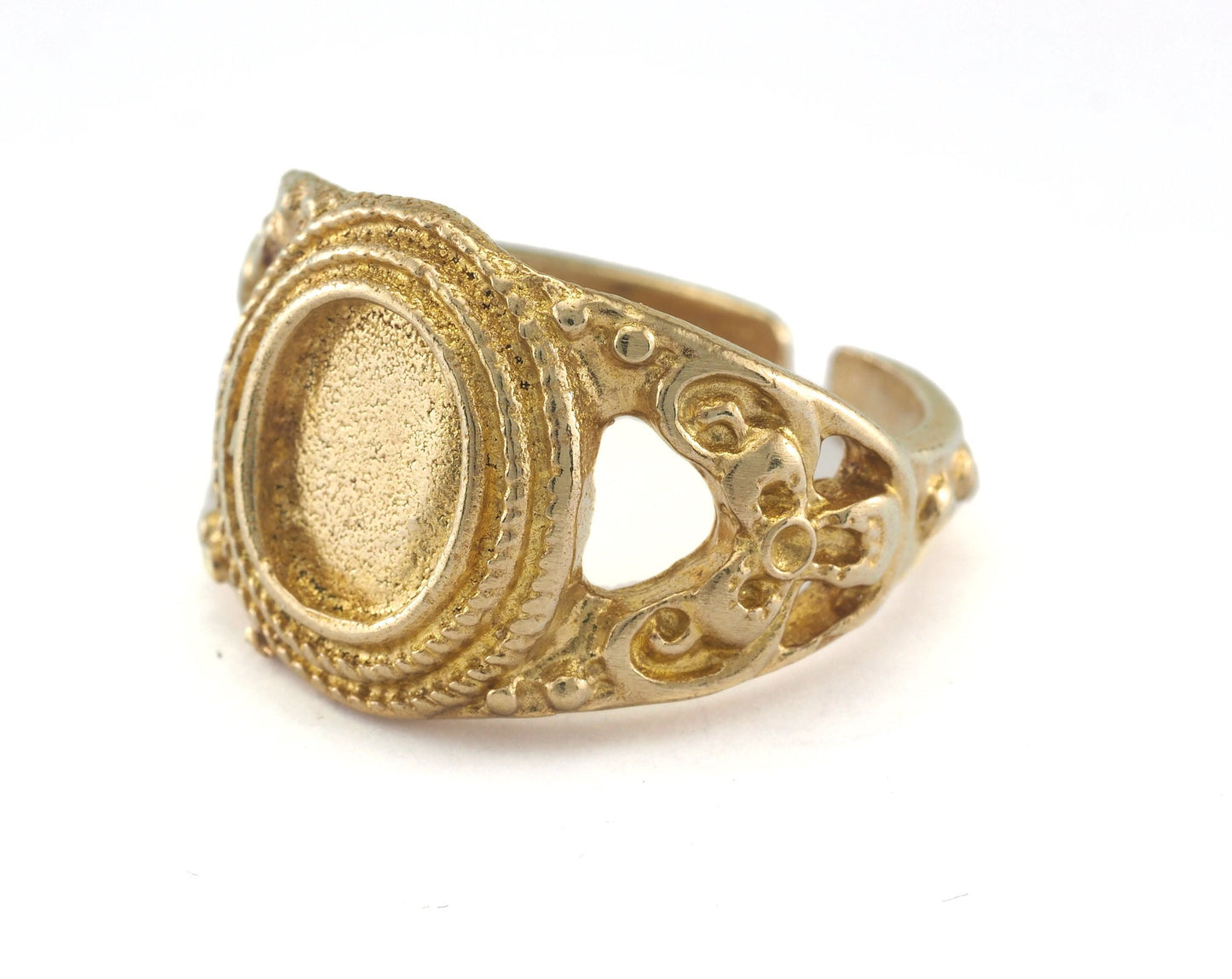 Adjustable Ring Bezel Raw brass (18mm 7.5US inner size - Adjustable ) OZ4418