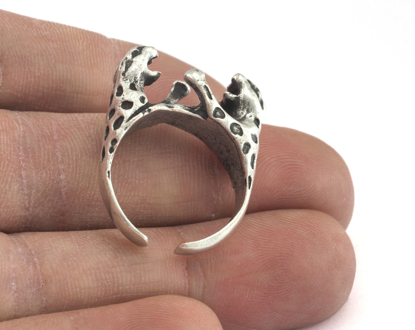 Leopard Ring Adjustable Ring Antique Silver Plated brass (18.5mm 8.5US inner size) OZ2830