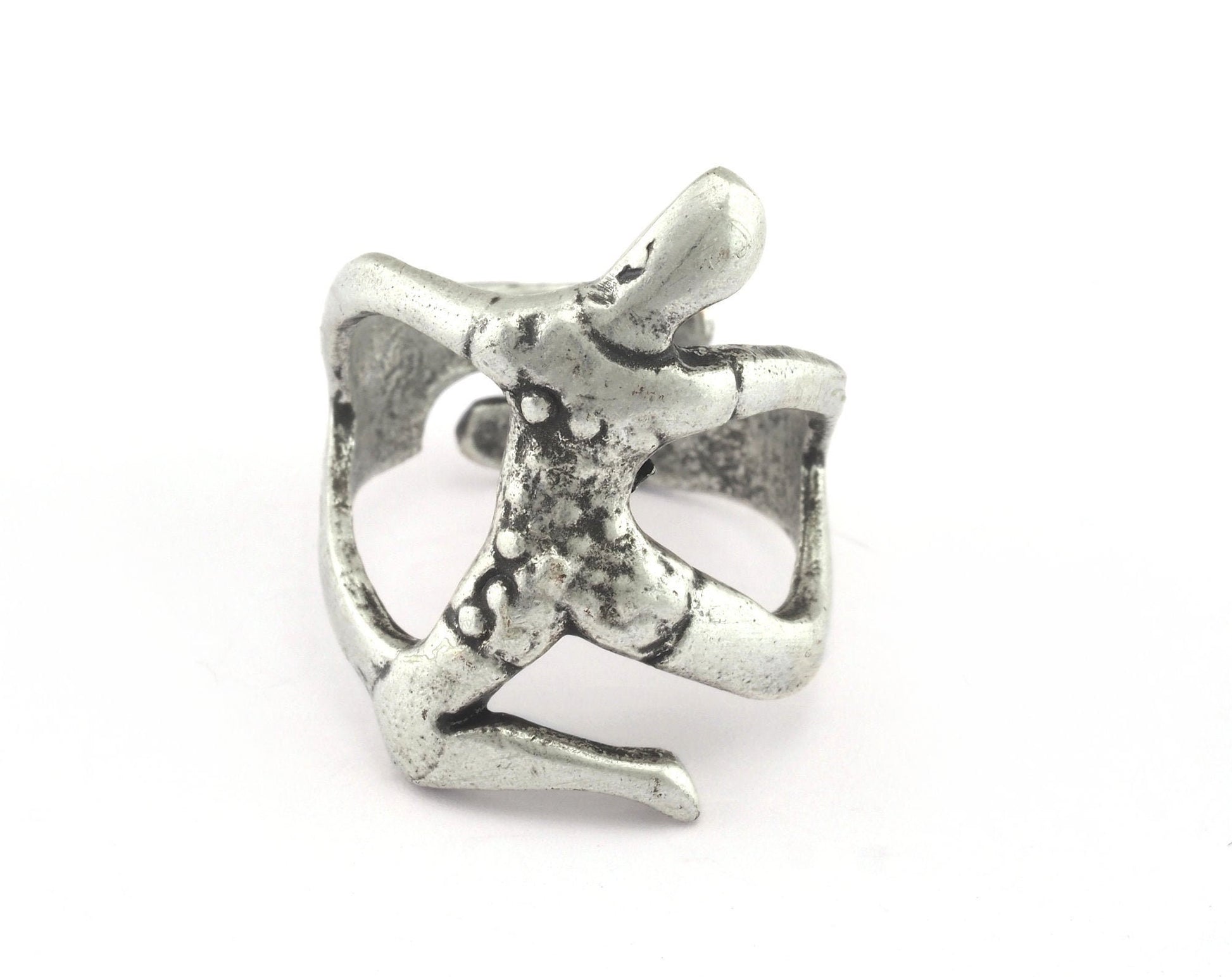 Ballet Dancer Ring Adjustable Ring Antique Silver Plated brass (17mm 7US inner size) OZ2659