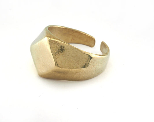 Square Ring Domed Adjustable raw Brass (19mm 9US inner size ) Oz3380