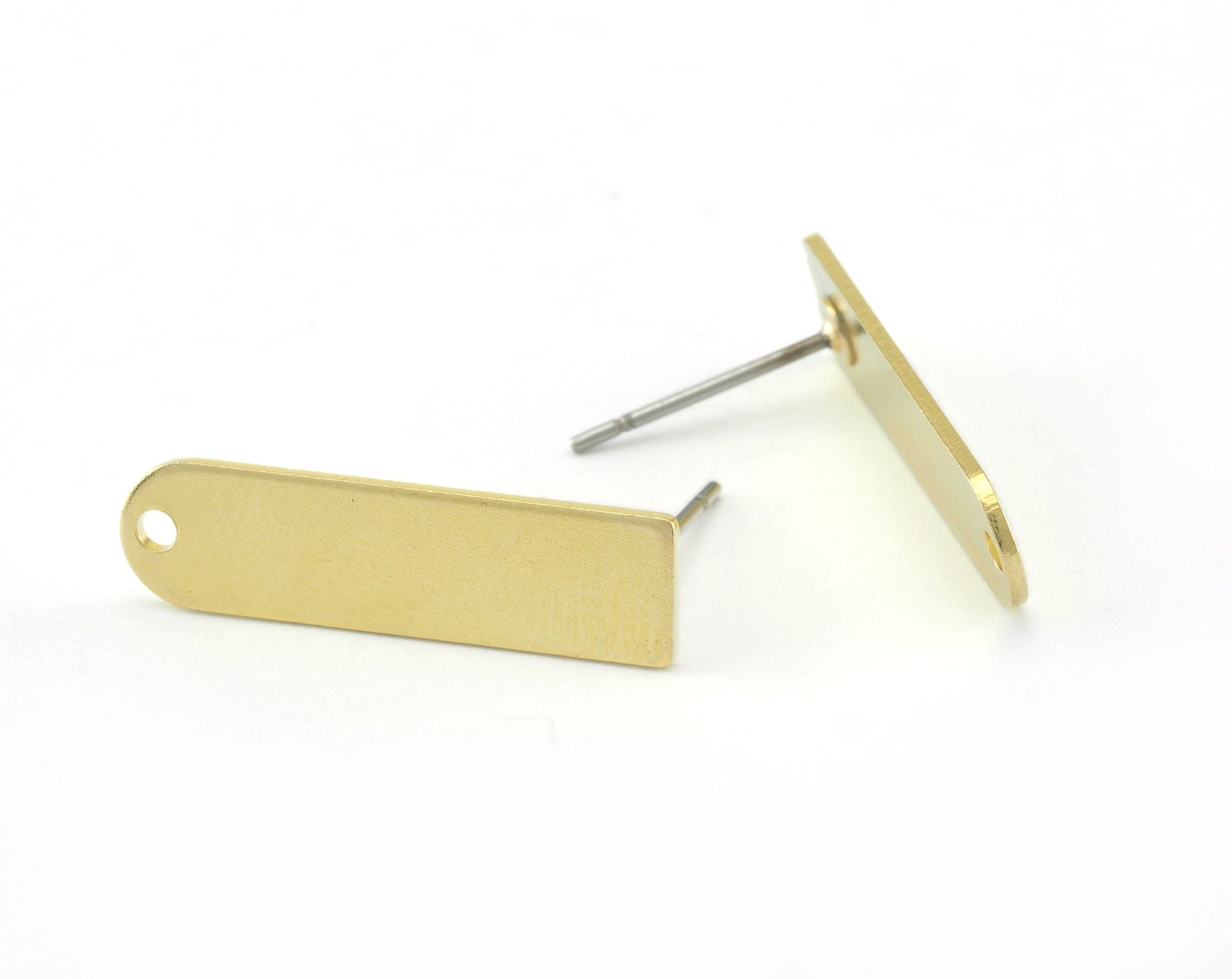 Rectangle and semi circle Earring Stud posts 23x6mm raw brass 3403