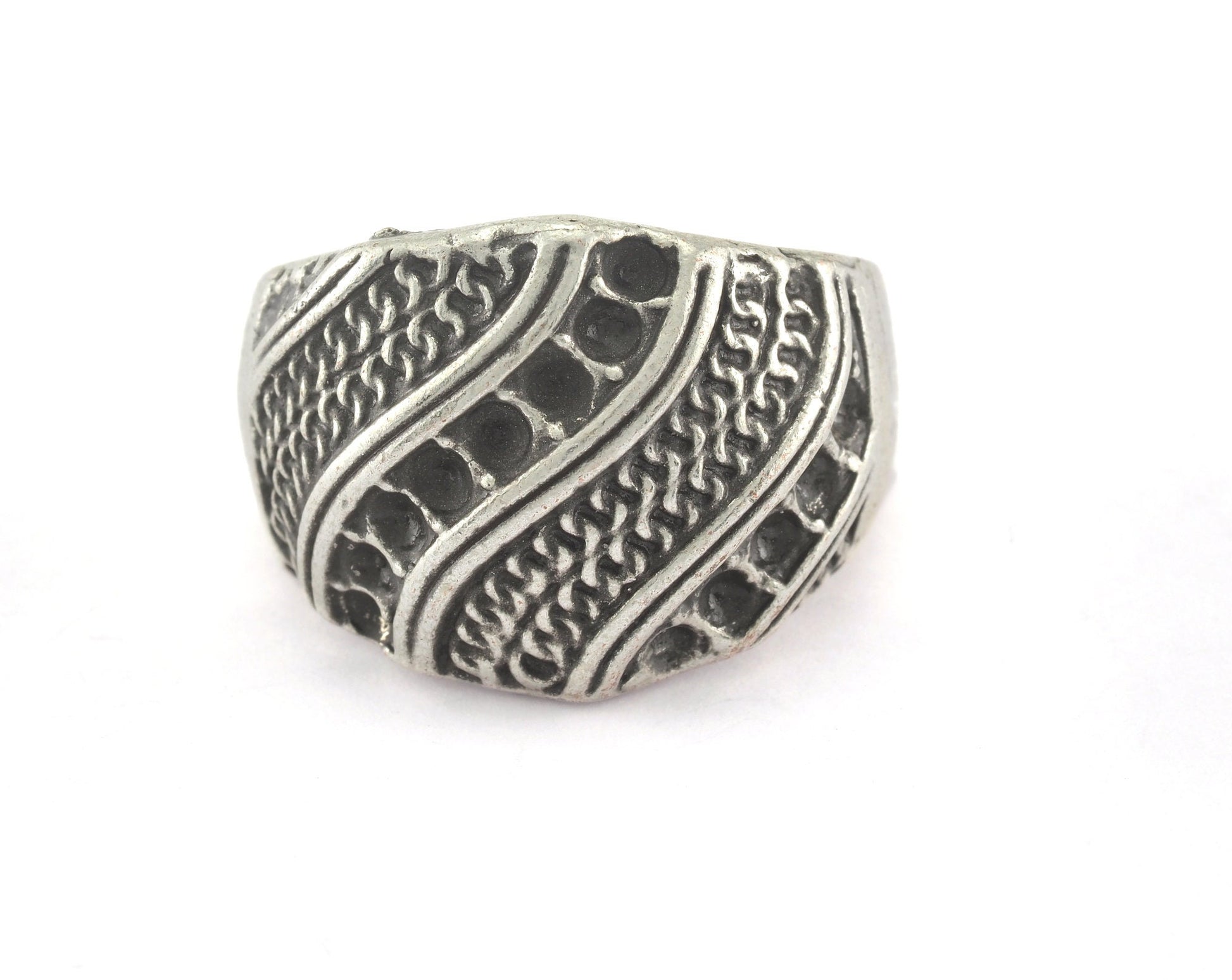 Ring Adjustable Ring Bezel - Antique Silver Plated brass (18mm 7.5US inner size - Adjustable ) OZ2845