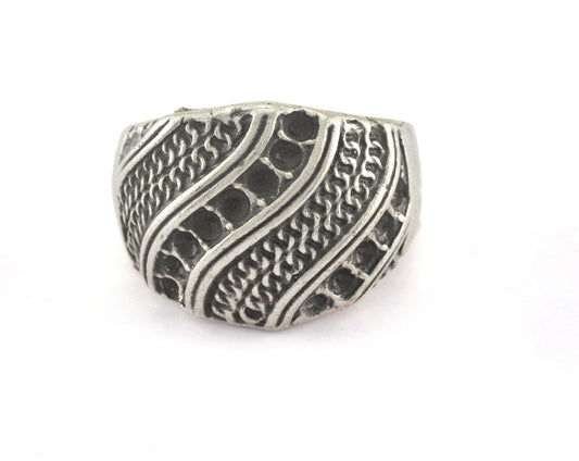 Ring Adjustable Ring Bezel - Antique Silver Plated brass (18mm 7.5US inner size - Adjustable ) OZ2845