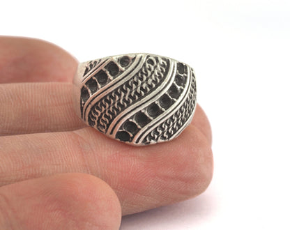Ring Adjustable Ring Bezel - Antique Silver Plated brass (18mm 7.5US inner size - Adjustable ) OZ2845
