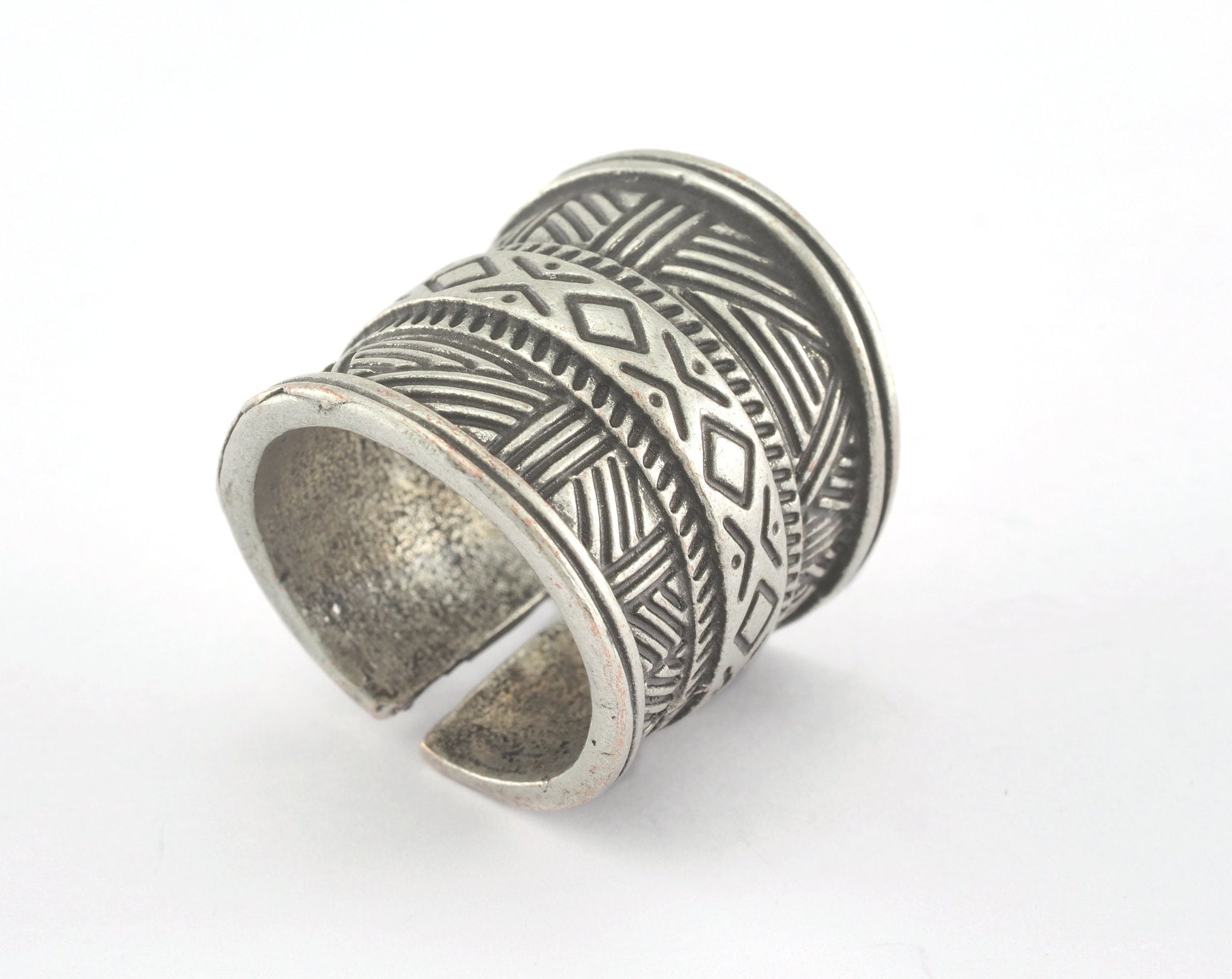 Adjustable Ring Antique Silver Plated brass (18mm 8US inner size) OZ2654