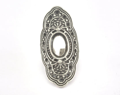 Ring Adjustable Ring Bezel - Cup Antique Silver Plated brass (17.5mm 7US inner size - Adjustable ) OZ2722