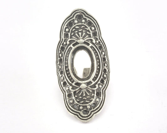Ring Adjustable Ring Bezel - Cup Antique Silver Plated brass (17.5mm 7US inner size - Adjustable ) OZ2722