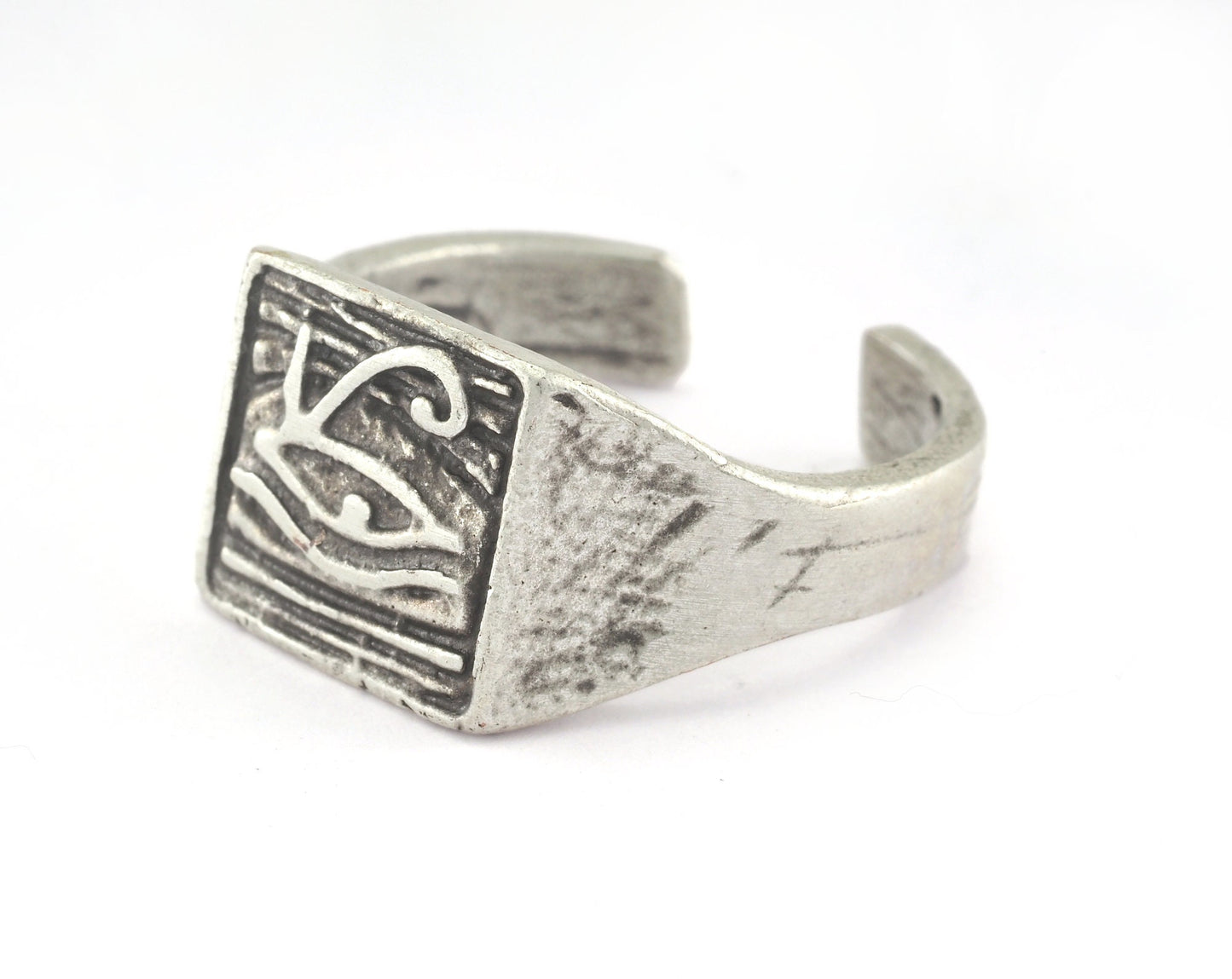 Ra Adjustable Ring Antique Silver Plated brass (19.5mm 9.5US inner size) Oz3193