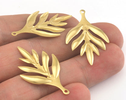 Leaf shape charms 36mm raw brass findings 3408-101