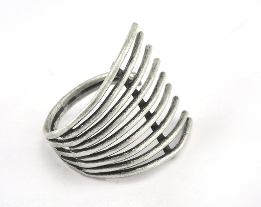 Adjustable Ring Antique silver plated brass (19mm 9US inner size) OZ2738