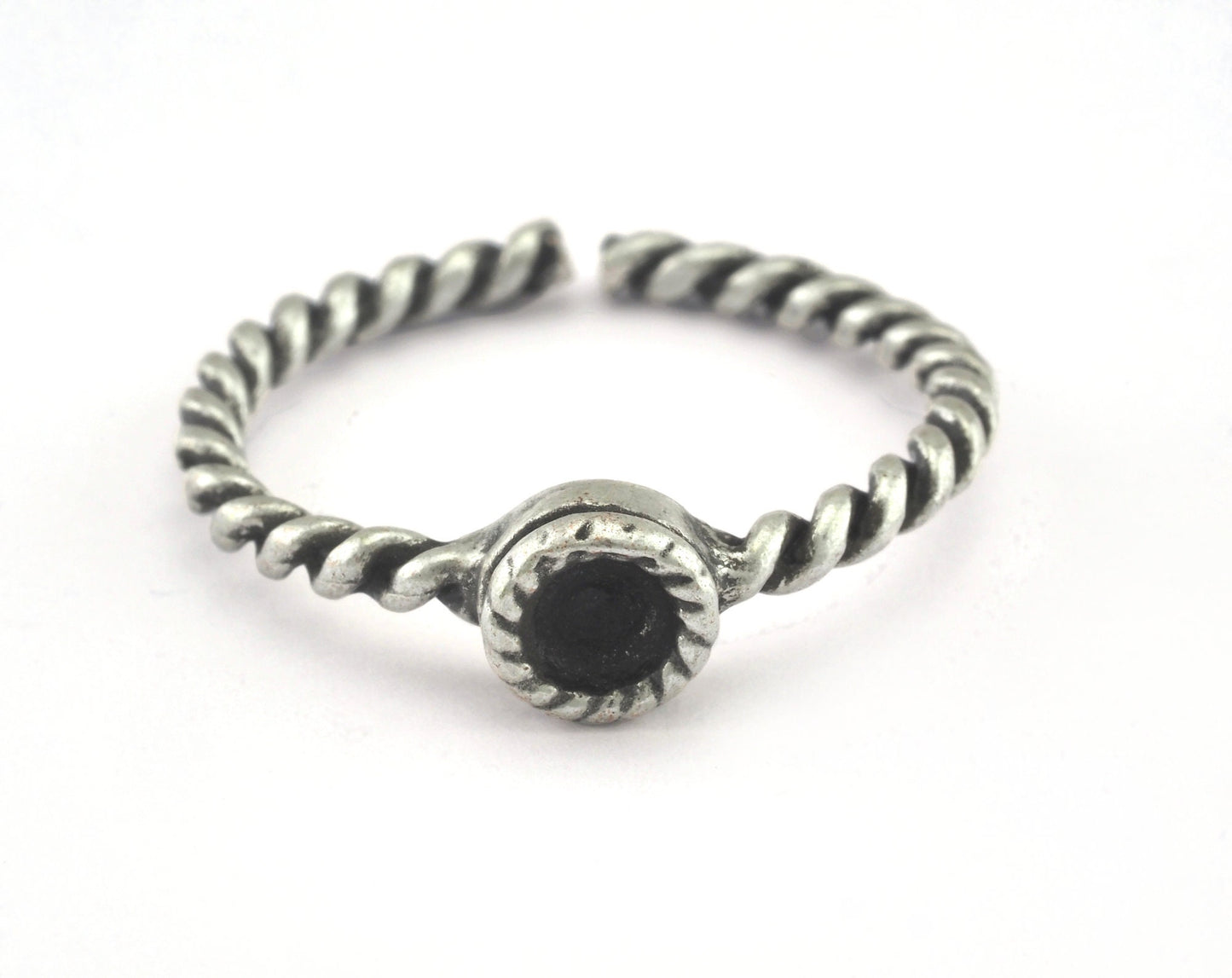 Ring Swirl Adjustable Ring Bezel - Antique Silver Plated brass (18.5mm 8.5US inner size - Adjustable ) OZ2714