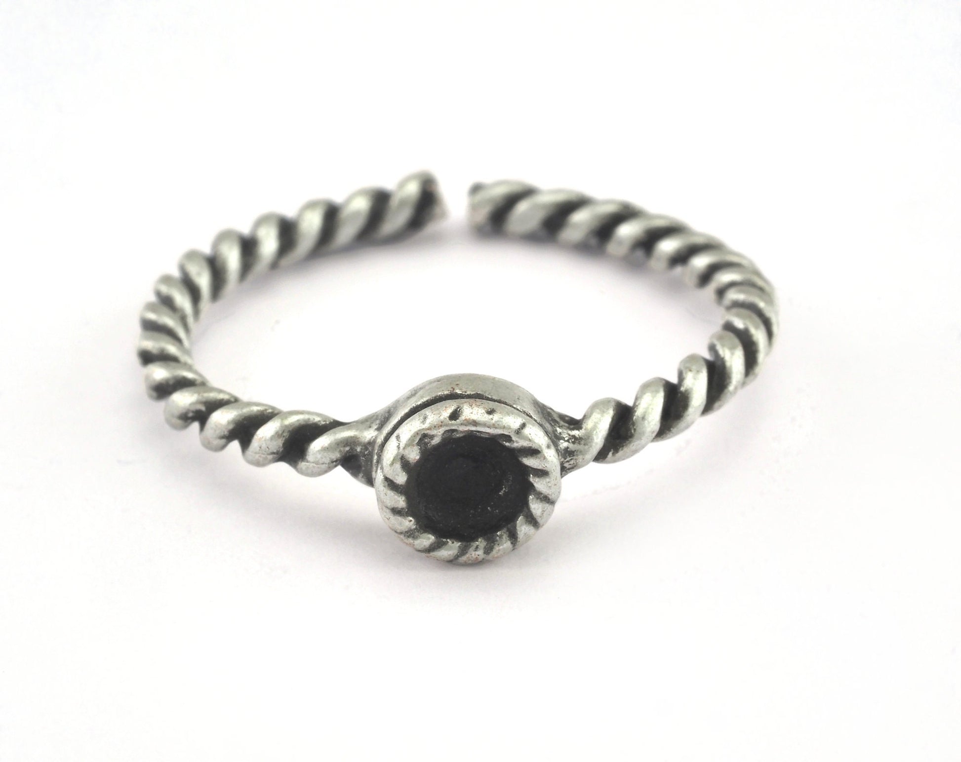 Ring Swirl Adjustable Ring Bezel - Antique Silver Plated brass (18.5mm 8.5US inner size - Adjustable ) OZ2714