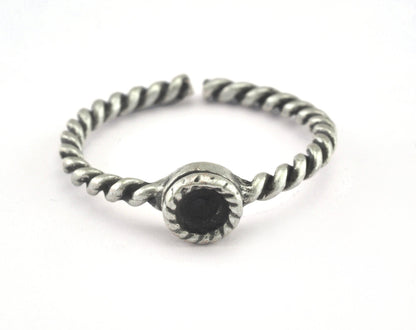 Ring Swirl Adjustable Ring Bezel - Antique Silver Plated brass (18.5mm 8.5US inner size - Adjustable ) OZ2714