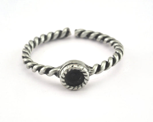 Ring Swirl Adjustable Ring Bezel - Antique Silver Plated brass (18.5mm 8.5US inner size - Adjustable ) OZ2714