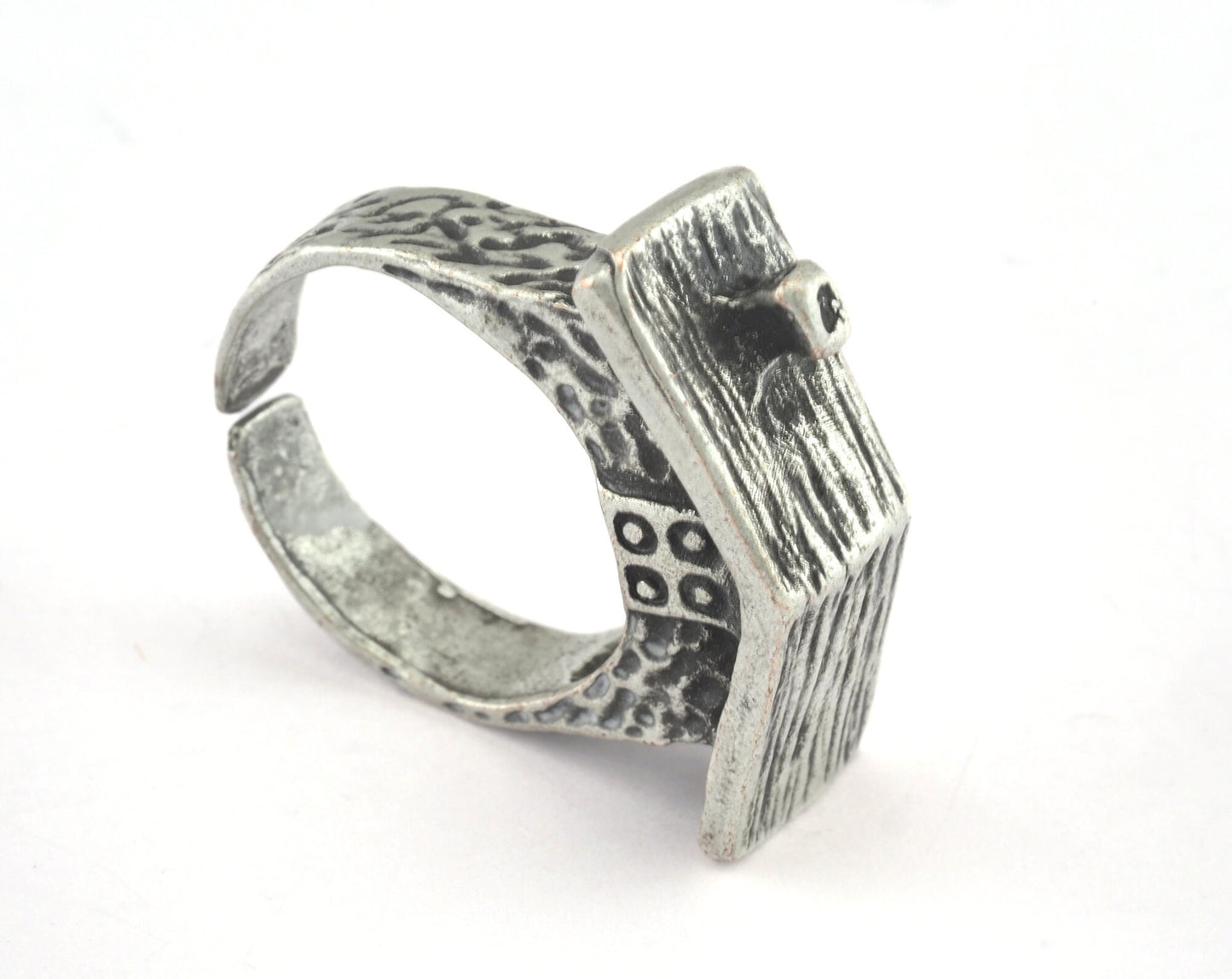 House Ring Adjustable Antique Silver Plated brass (18.5mm 8.5US inner size) OZ2705