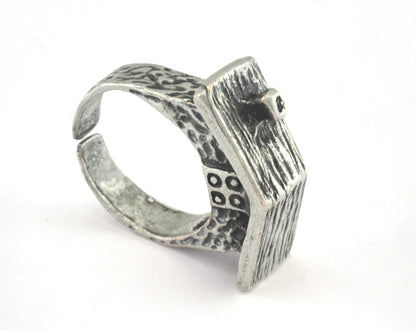 House Ring Adjustable Antique Silver Plated brass (18.5mm 8.5US inner size) OZ2705