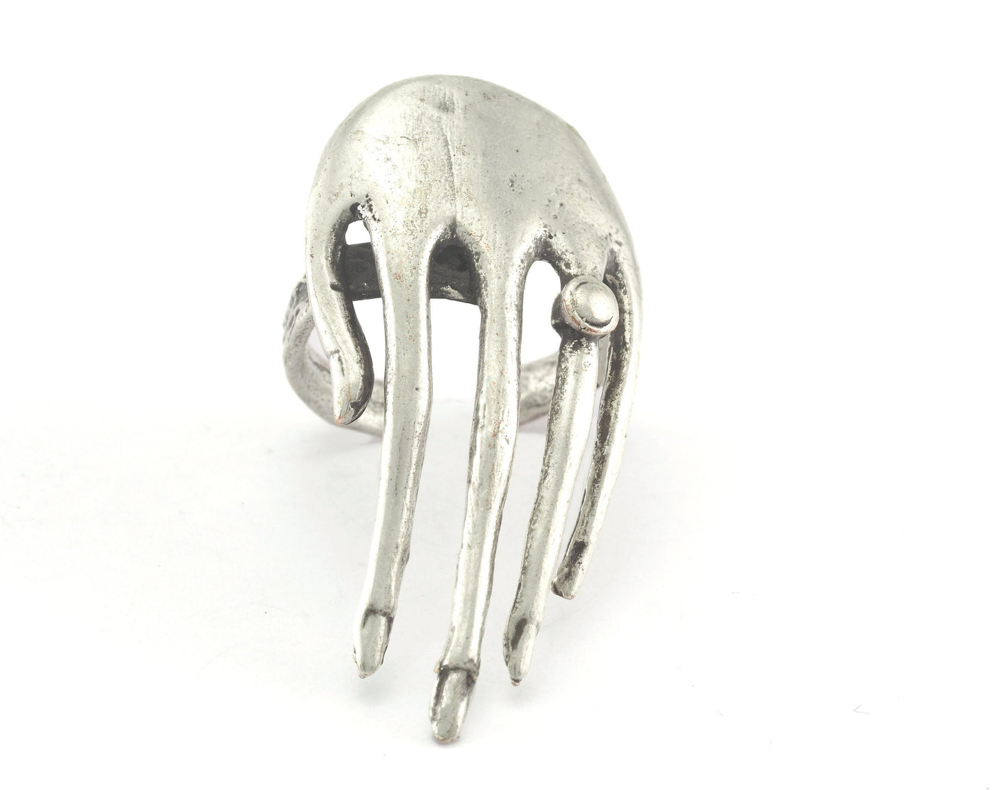 Hand Adjustable Ring Antique Silver Plated brass (18mm 7.5US inner size) OZ2730