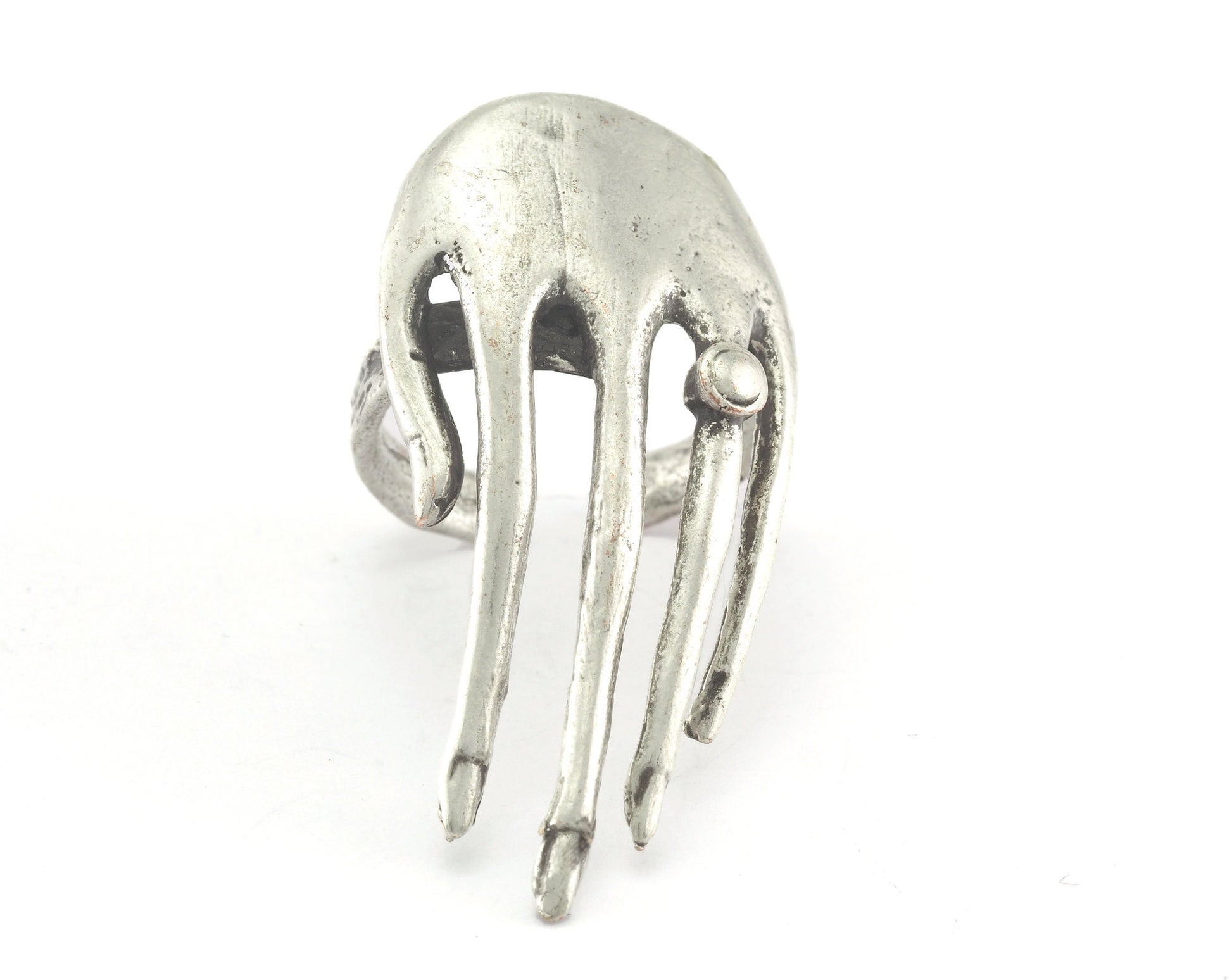 Hand Adjustable Ring Antique Silver Plated brass (18mm 7.5US inner size) OZ2730