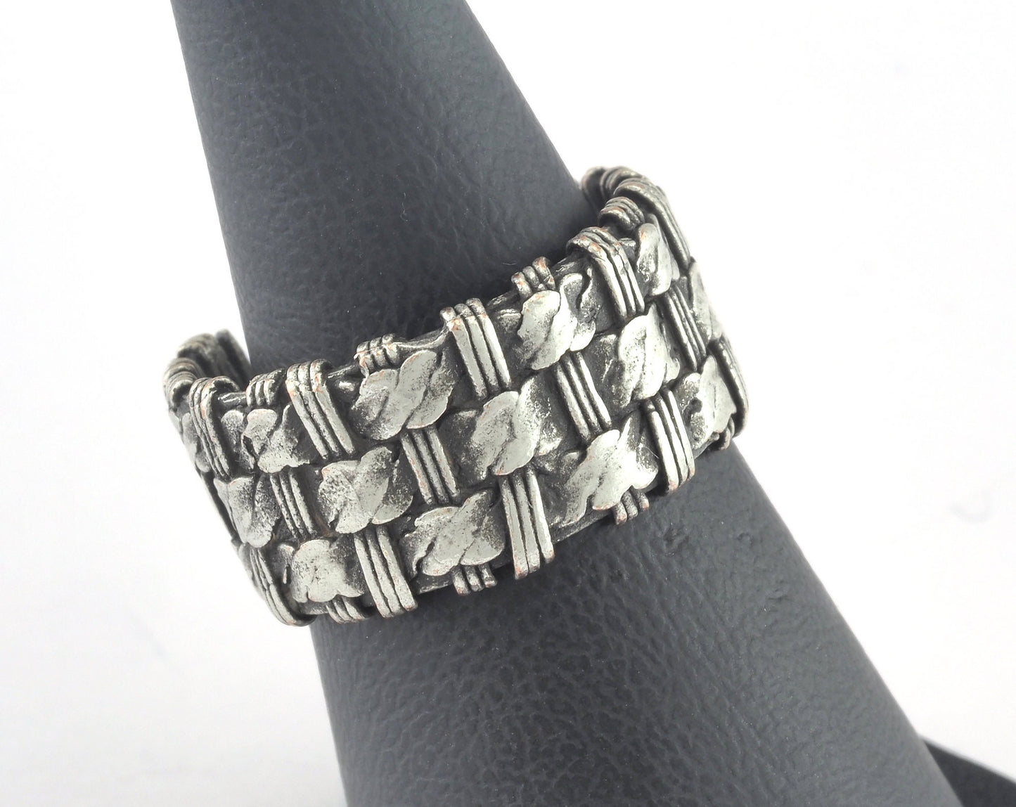 Mesh Ring Adjustable Ring Antique Silver Plated Brass (17mm 7US inner size) OZ3186