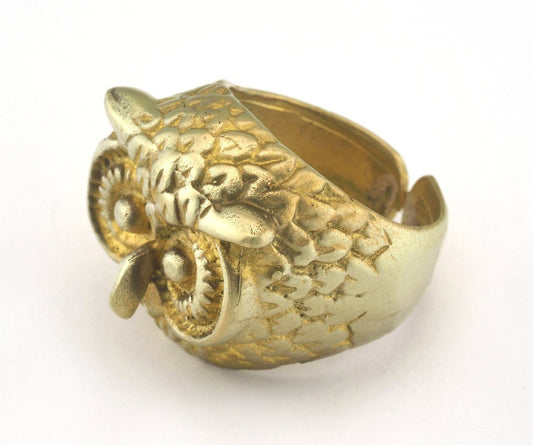 Owl Ring Adjustable Ring Raw Brass (20mm 10.5US inner size) OZ2870