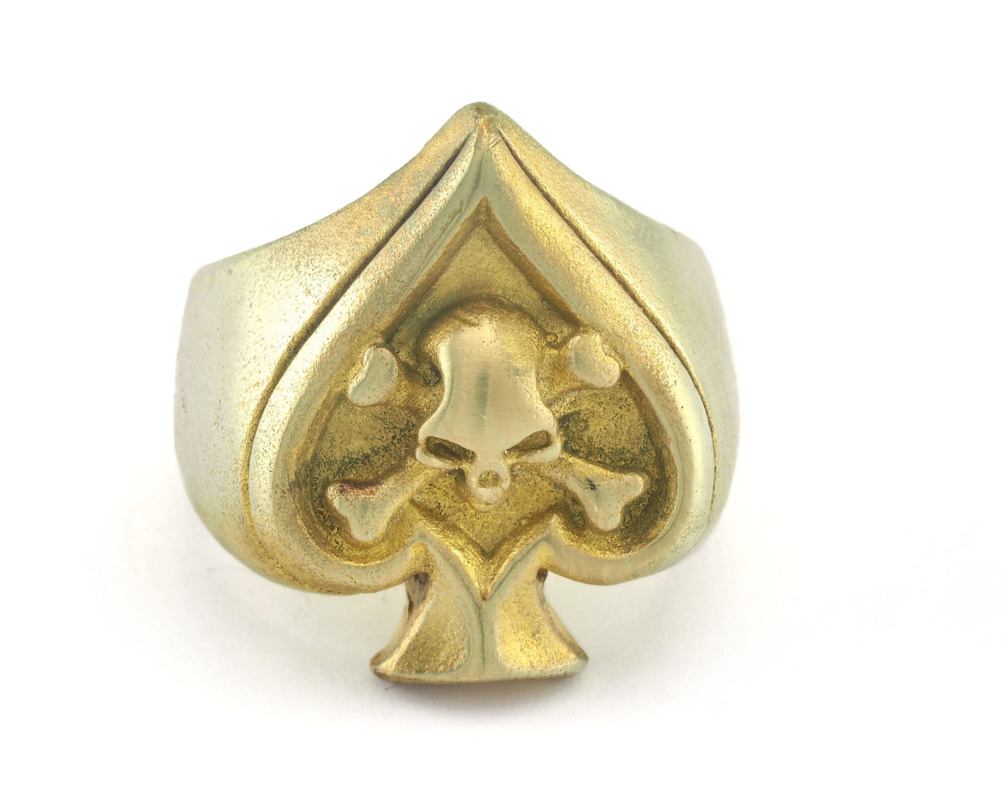 Skull Spades Ring Adjustable Ring Raw Brass (20mm 10.5US inner size) OZ2875