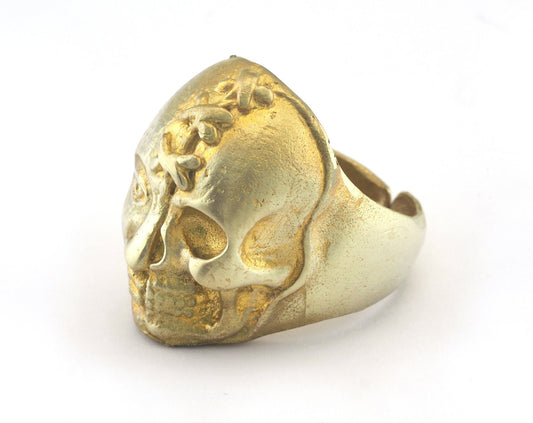 Skull Ring Adjustable Ring Raw Brass (18mm 8US inner size) OZ2881