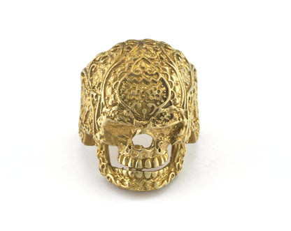 Skull Adjustable Ring Raw Brass (19mm 9US inner size) OZ2929