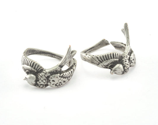 Bird Adjustable Ring Antique Silver Plated brass (17.5mm 7US inner size) OZ2031