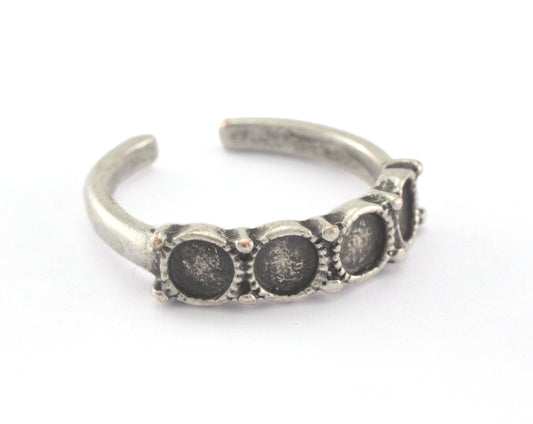 Ring Adjustable Ring Bezel - Antique Silver Plated brass (17.5mm 7US inner size - Adjustable ) 4mm Bezel OZ2690