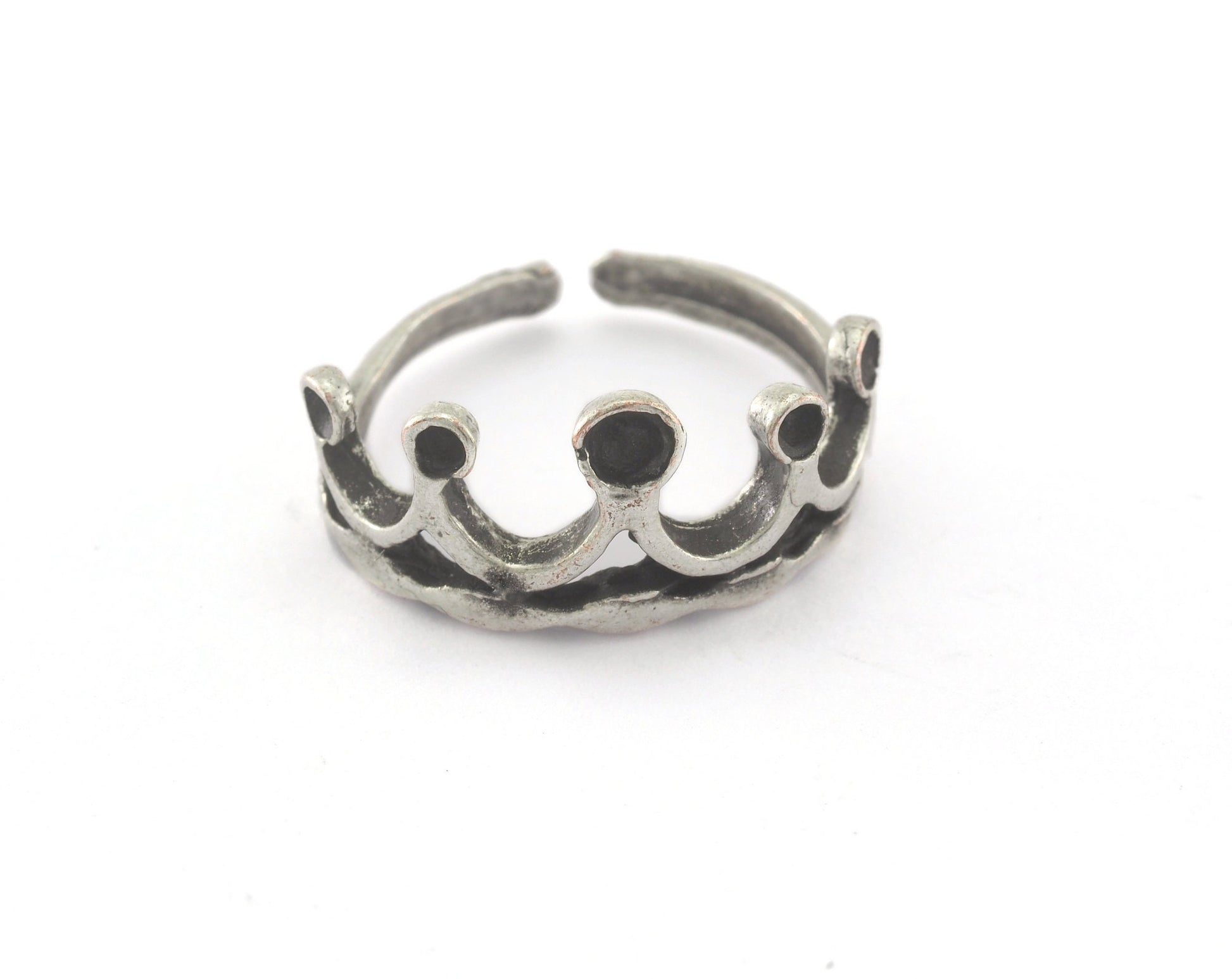 Ring Crown Adjustable Ring Bezel Antique Silver Plated brass (17mm 7US inner size - Adjustable ) OZ2718