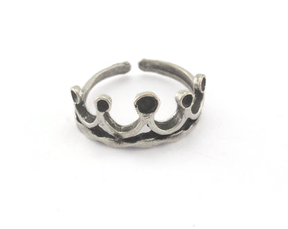 Ring Crown Adjustable Ring Bezel Antique Silver Plated brass (17mm 7US inner size - Adjustable ) OZ2718