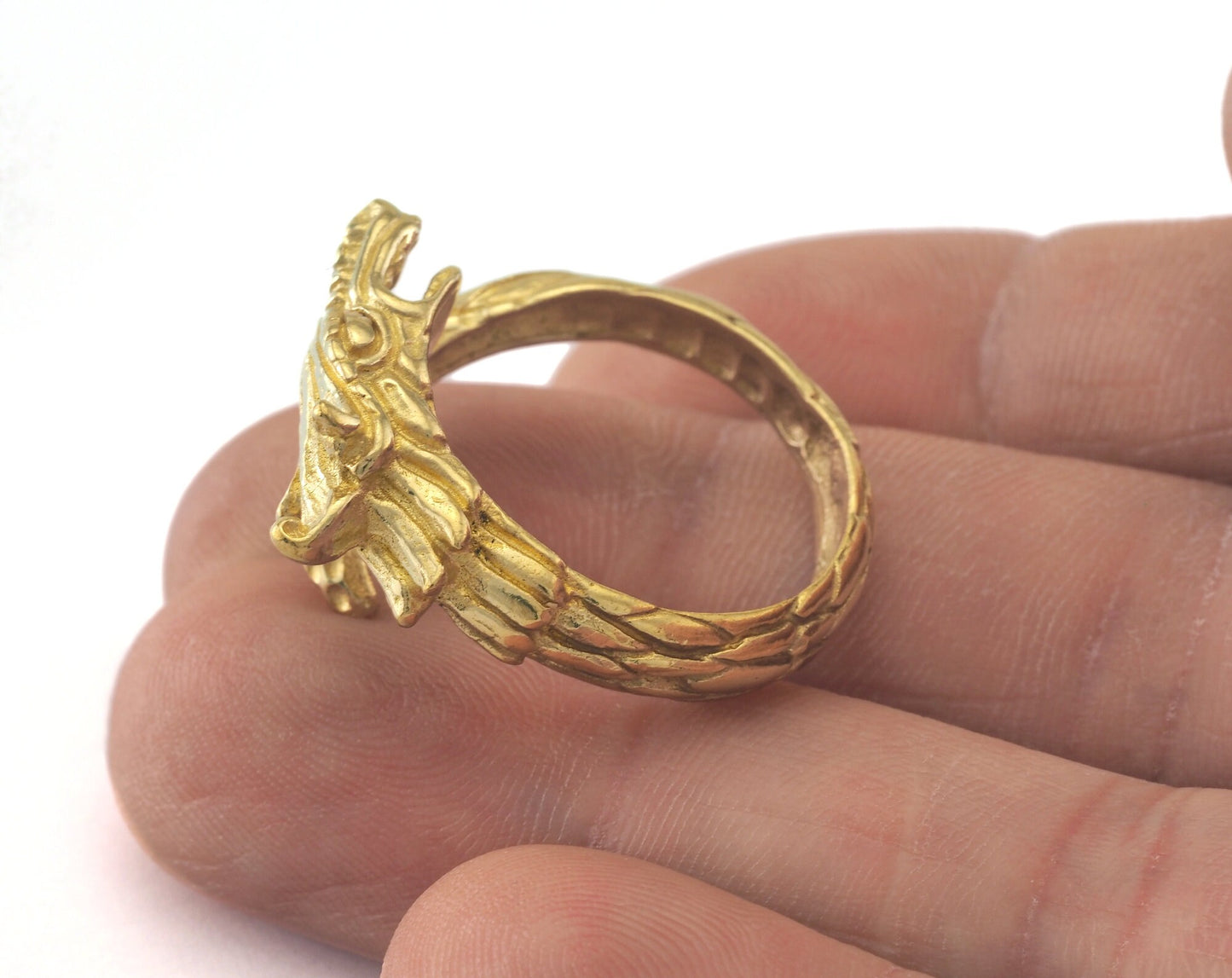 Dragon Adjustable Ring Raw Brass (19mm 9US inner size) OZ2742 ring22