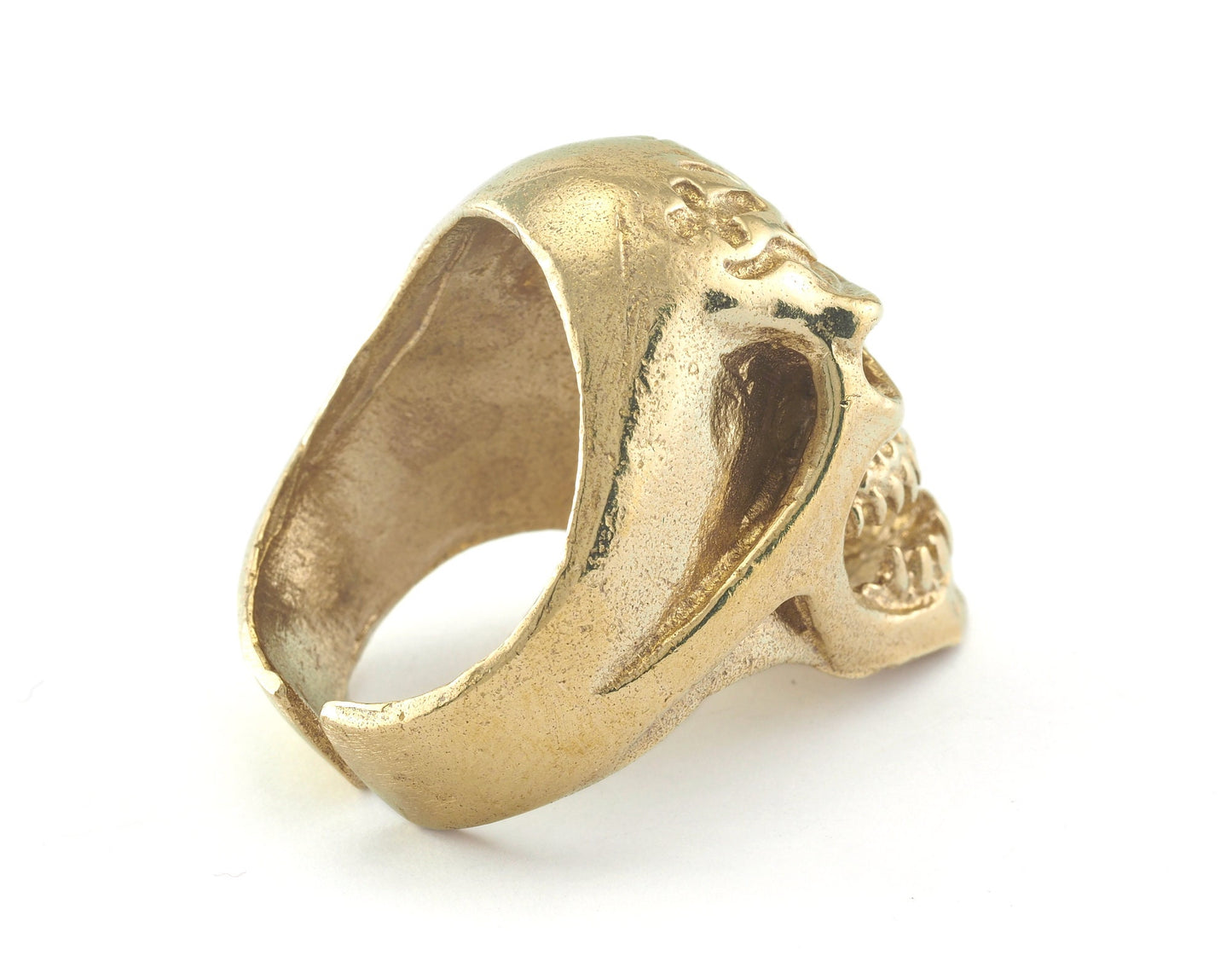 Skull Ring Adjustable Raw Brass 1 Pc. (21.5mm 12US inner size) OZ2892
