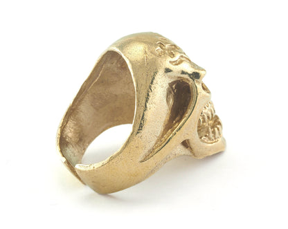 Skull Ring Adjustable Raw Brass 1 Pc. (21.5mm 12US inner size) OZ2892
