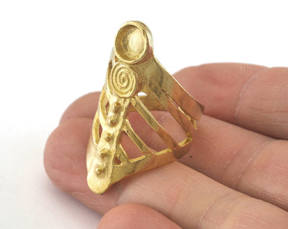 Ring Adjustable Ring Bezel - 6mm Setting Raw brass (17.5mm 7.5US inner size - Adjustable ) OZ4587 37mm