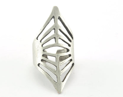 Rhombus Adjustable Ring Antique Silver Plated Brass 1 Pc. (18.5mm 8.5US inner size) OZ2637 43mm
