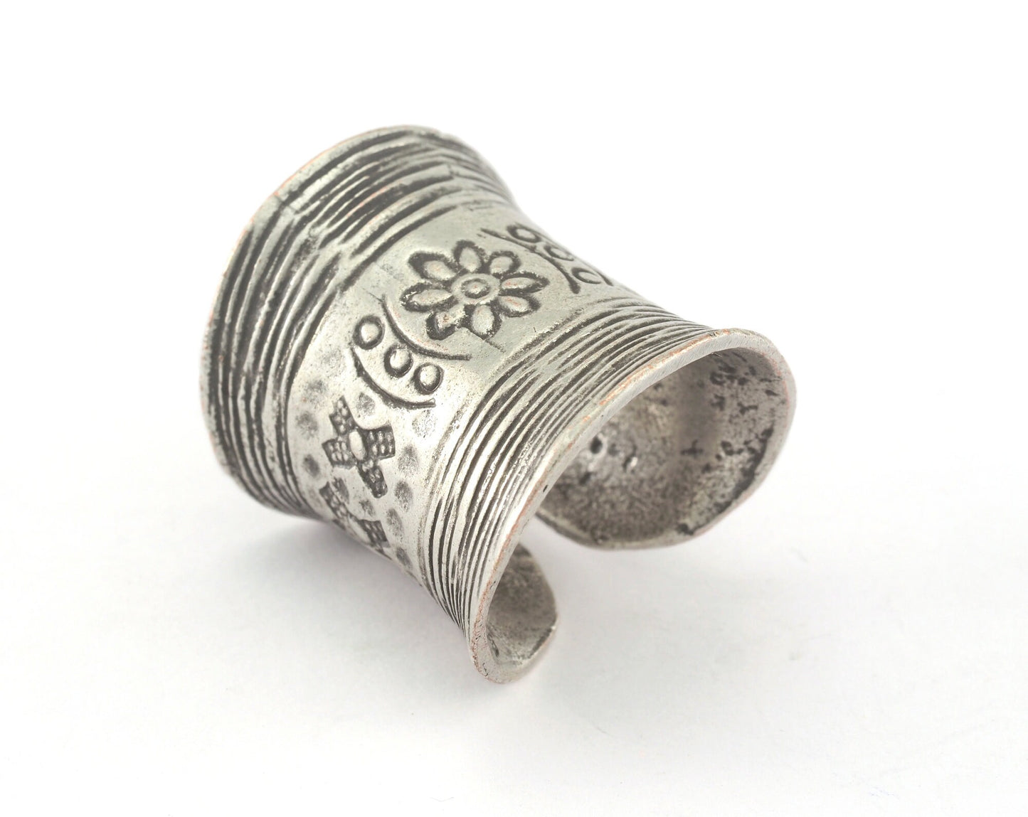 Adjustable Tube Ring Antique Silver Plated brass (16mm 5US inner size) OZ2712 Ring18