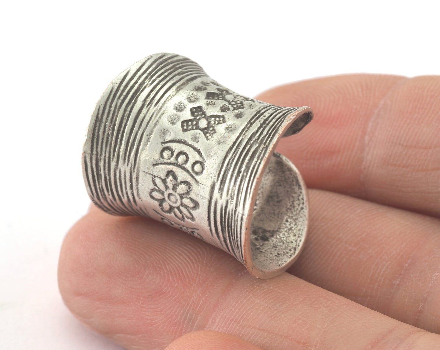 Adjustable Tube Ring Antique Silver Plated brass (16mm 5US inner size) OZ2712 Ring18