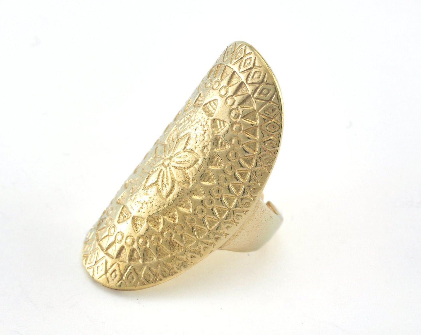 Textured Adjustable Ring Raw Brass 39mm (17.5mm 7US inner size) OZ2421