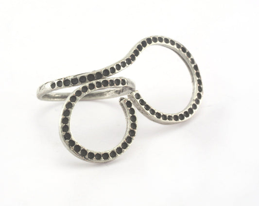 Ring Adjustable Ring Bezel Antique Silver Plated brass (18mm 8US inner size - Adjustable ) OZ2717