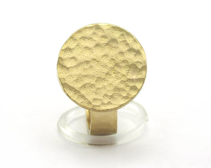 Signet Ring Hammered Adjustable, Blank 16mm - Raw Brass (17mm 7US inner size - Adjustable ) OZ2980