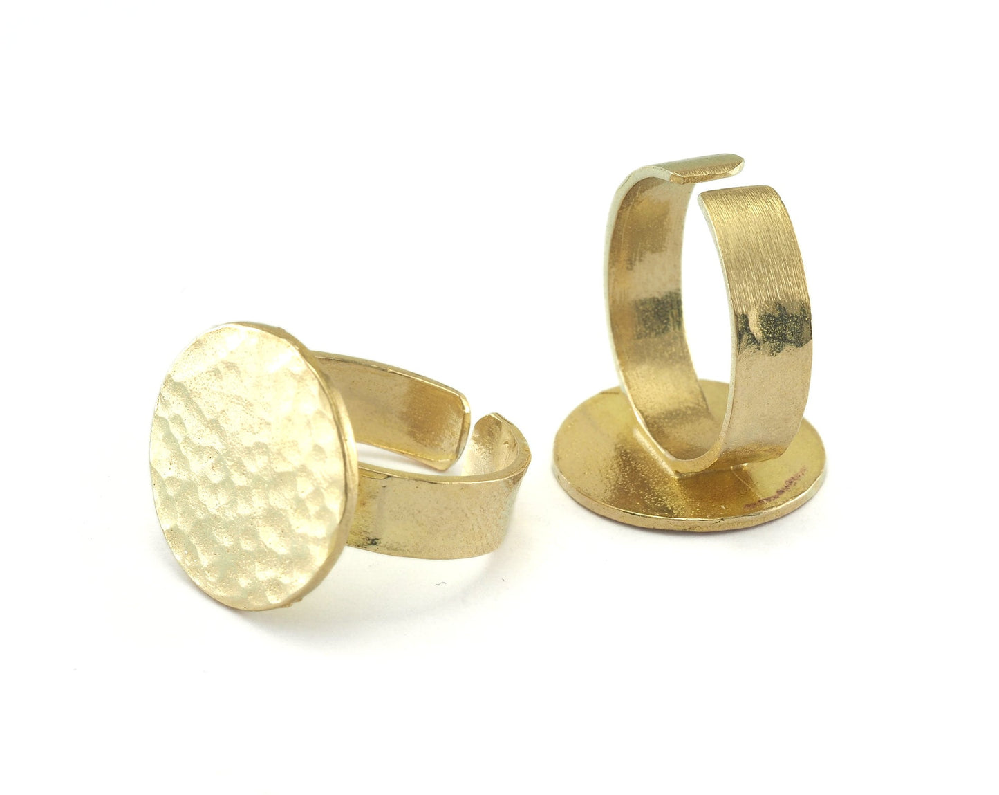 Signet Ring Hammered Adjustable, Blank 16mm - Raw Brass (17mm 7US inner size - Adjustable ) OZ2980