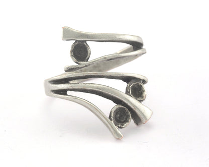 Ring Adjustable Ring Bezel - Antique Silver Plated brass (17.5mm 7US inner size - Adjustable ) OZ2723