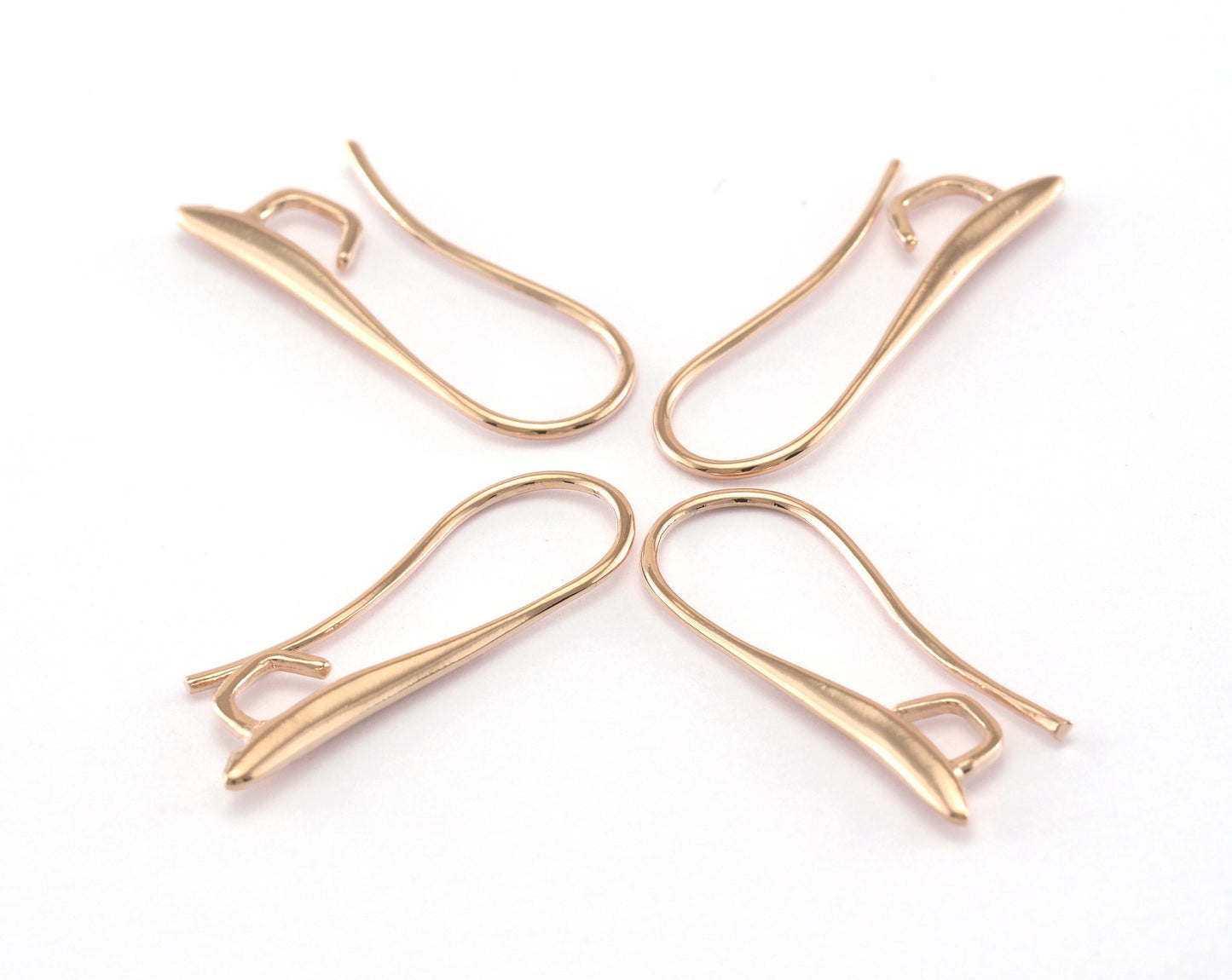 Earring Hook 24mm rose gold plated brass with holder 1263RG