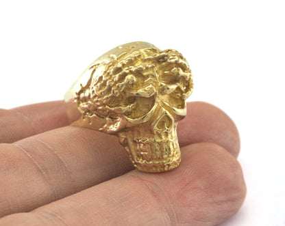 Skull Ring Adjustable Raw Brass 1 Pc. (20mm 10US inner size) OZ2807 ring30
